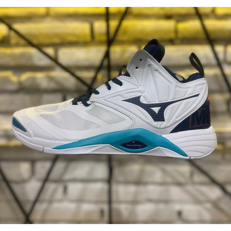 Sepatu Voli Mizuno Momentum 2 White/Blue - Premium