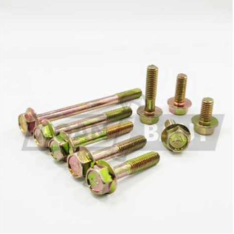 Baut Flange / Flange Bolt / Baut Topi M6x10 Kuning Kunci 10