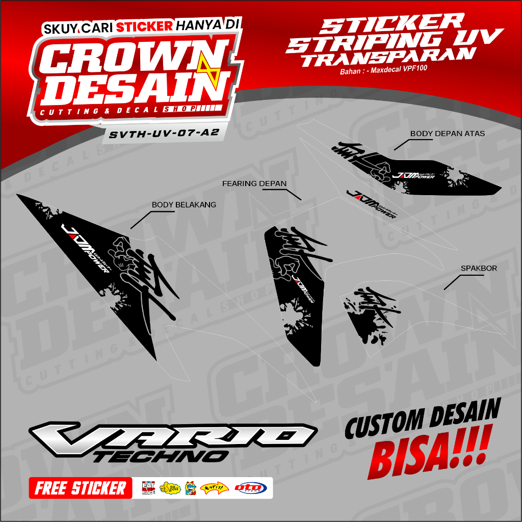 Stiker Striping Vario 110 Techno 110 CBS Variasi JDM Hayabusa - Striping UV Transparan Vario 110 Tec