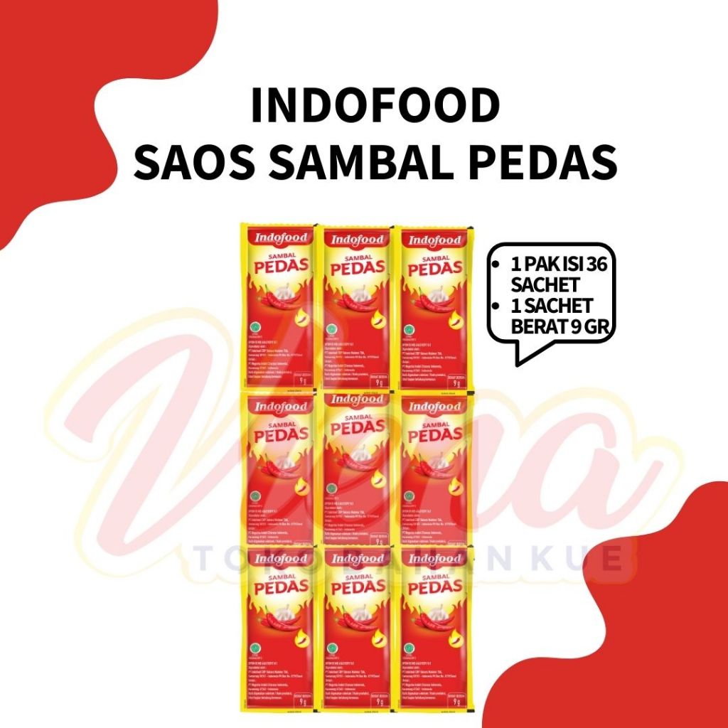 

Indofood Saus / Saos Sambal Pedas Sachet 9gr x 36