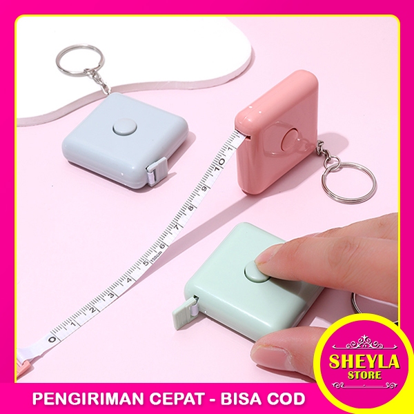 Meteran Gulung Mini 150 CM / Meteran Baju Bentuk Kotak / Gantungan Kunci Ganci Meteran Badan / Measu