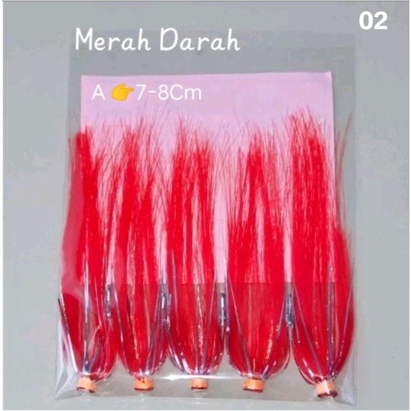 BULU MUTIARA TIPE - A  1BUNGKUS/5PCS BULU MUTIARA  A UMPAN IKAN Cakalang | UMPAN TONGKOL / Umpan Ten