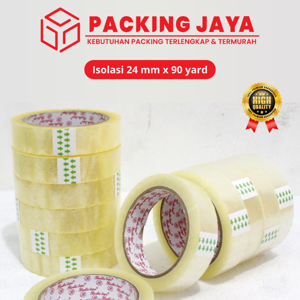 

Lakban Solasi Selotip 12mm-24mm x 90yard Termurah Isolasi Bening Kecil Bodhi Harga Grosir