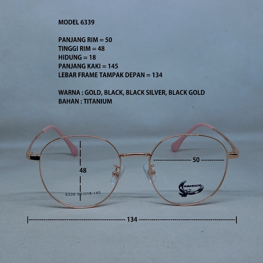 FRAME KACAMATA 6339 TITANIUM BULAT PRIA WANITA