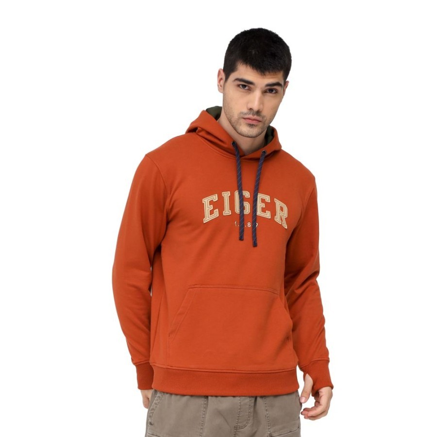 SWEATER EIGER X-FELPATCH HOODIE SWEATER - TERRACOTTA