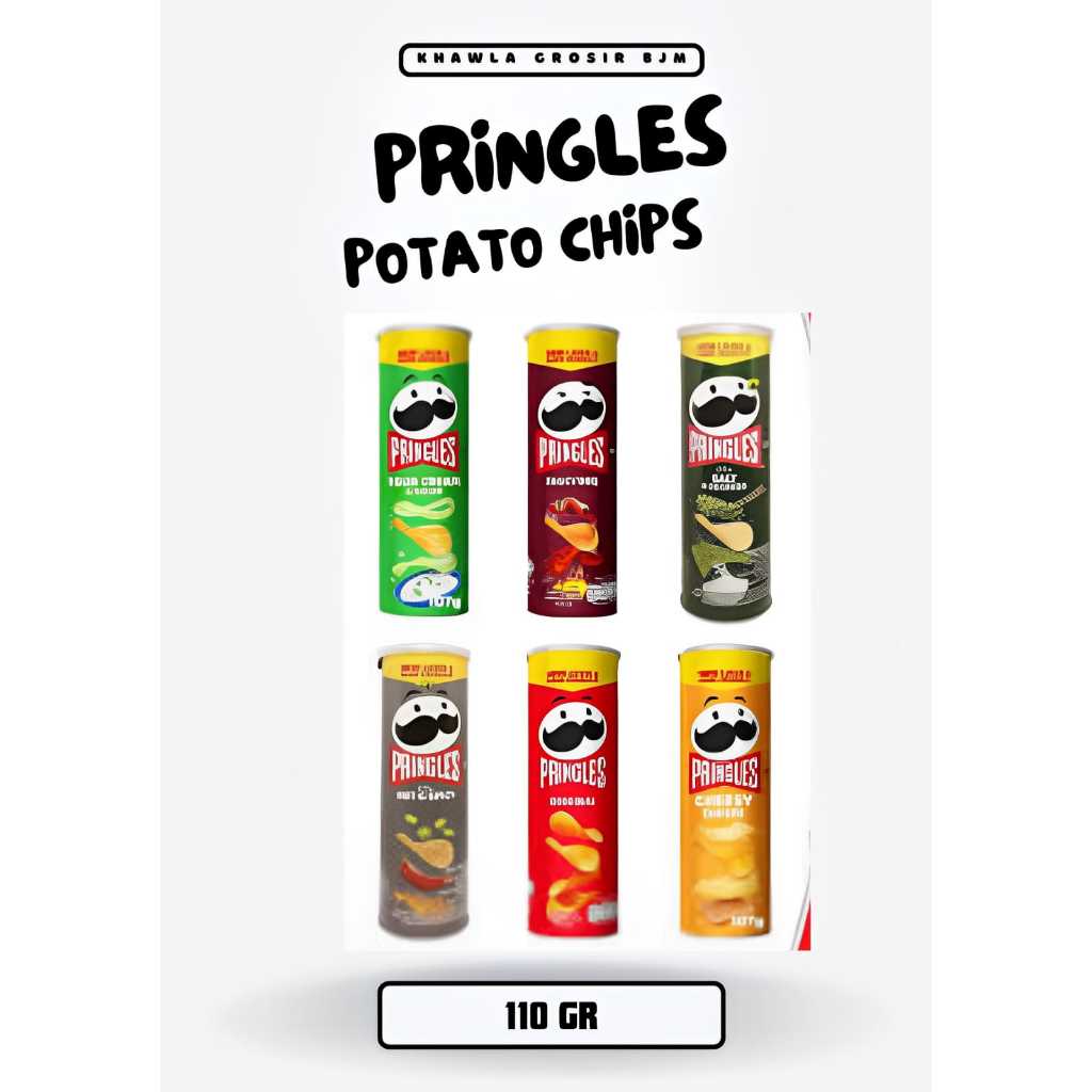 

PRINGLES POTATO CHIPS ALL VARIANT 110 GR RASA ORIGINAL CHESEE SALT SEAWEED SOUCY BBQ SOUR CREAM UNION HOT SPICY