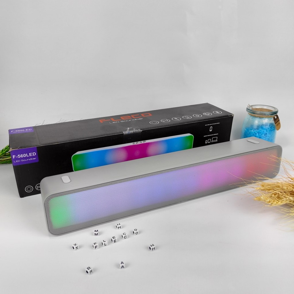Speaker Digital Portable Komputer Fleco F-560 LED Soundbar Panjang  Elegan Original