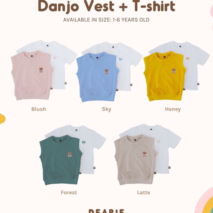 Terbaik.. DEARIE - Danjo Vest + T-shirt - baju atasan outer rompi anak.