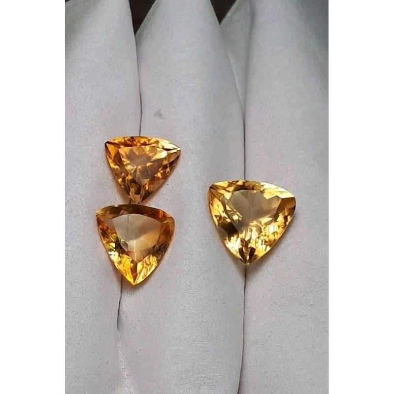 batu permata asli natural citrine persi segitiga termurah harga grosir
