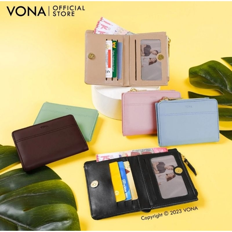 VONA Catalina Wallet / Dompet VONA Catalina / Dompet Pendek Wanita Lipat Dua Resleting Koin PU PREMI