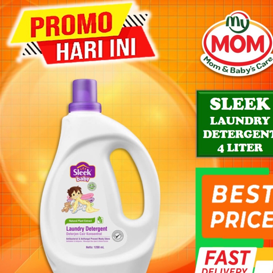 Stok Baru [BPOM] Sleek Laundry Detergen Botol 1200ml / Sleek Baby Deterjen Sabun Pakaian Bayi / Kino