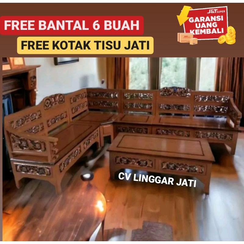 Kursi Jati Sudut Ruang Tamu Kayu Minimalis