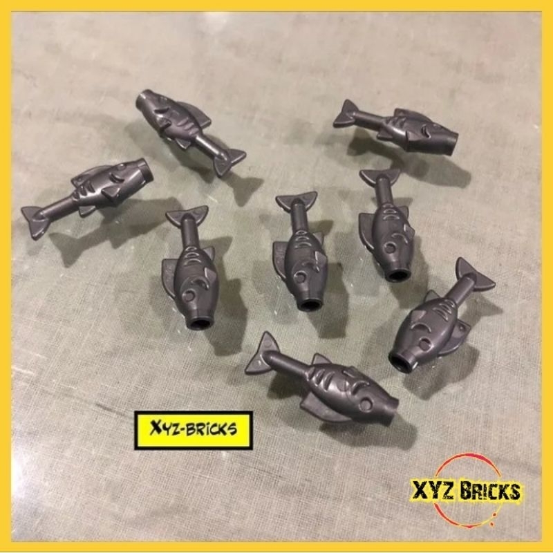 LEGO PARTS 4611885 Animal - Fish with Knob Silver Metallic