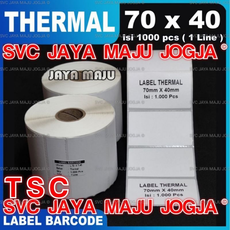 

[ TSC ] 70 X 40 - 1 LINE THERMAL - FACE OUT - ISI 1.000 PCS || CORE 1" || LABEL BARCODE DIRECT THERMAL - KERTAS STICKER APOTEK E-TICKET FARMASI LABORATORIUM RESEP OBAT || 70X40 - TTP244 PRO TTP 244PRO TTP 244 PRO TTP542 TTP 542 - ISI 1000