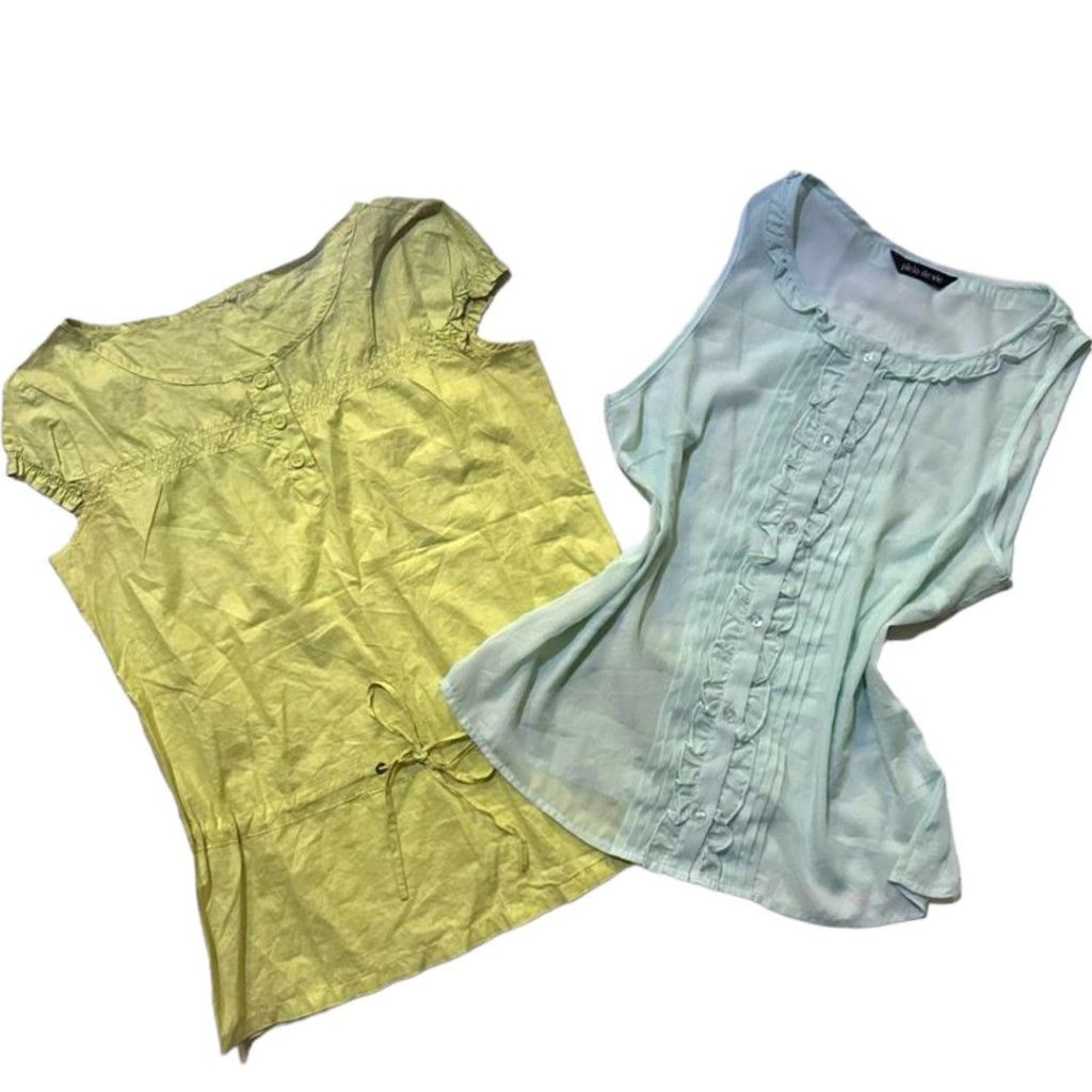 Paket Coquette Top & Tank | Babydoll Buttoned Ruffle 2pcs cute kawaii baju blouse lengan buntung puf