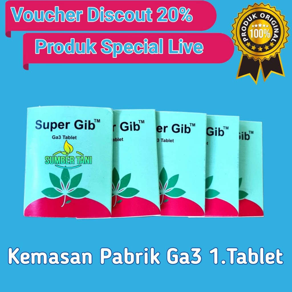 

SUPER GIB GA3 TABLET 20% PEMBESAR BUAH UMBI DAN BIJI