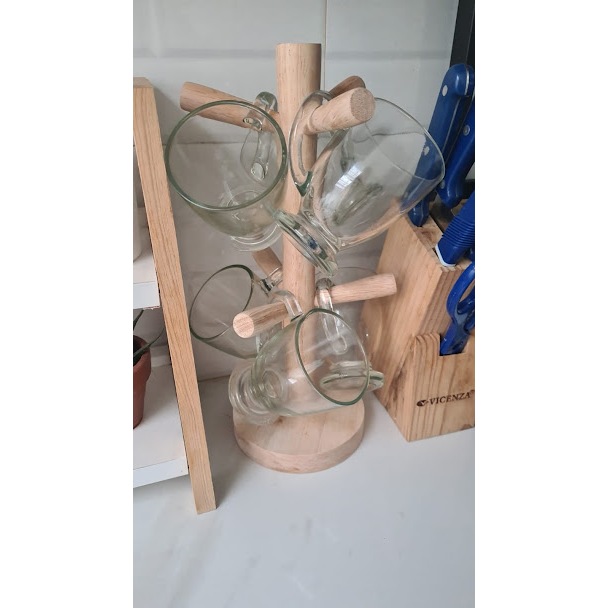 Rak Gelas / Rak gantung kayu / Rak kayu wadah tempat gelas