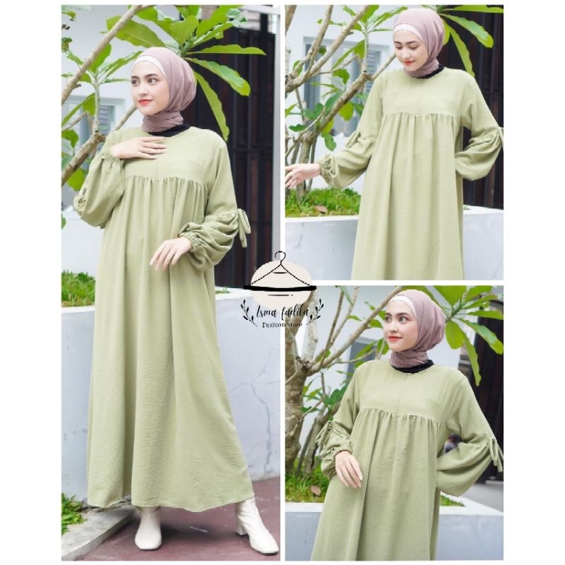 BAJU GAMIS WANITA LEBARAN 2024 POLOS SHAKILA PREMIUM