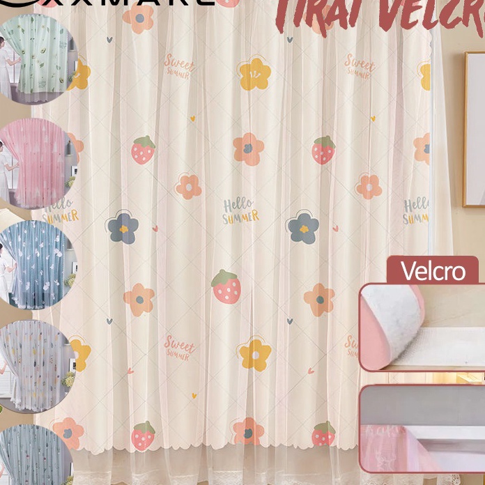 Promo XXMake Tirai Hordeng Jendela /Tirai Gorden Magic Velcro /Velcro Tanpa Paku  Pemasangan Gampang
