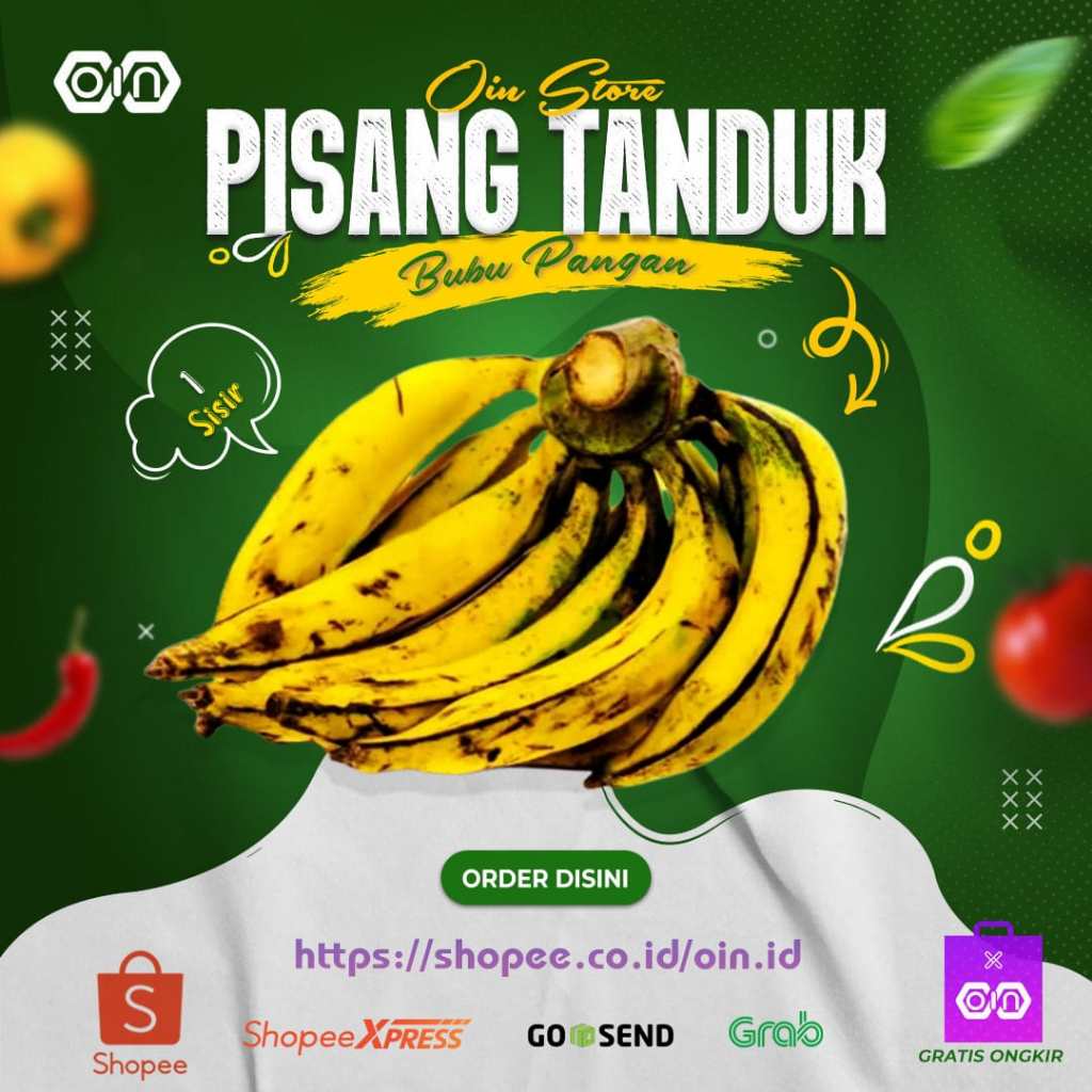 

Pisang Tanduk Fresh Toko Buah Segar Bogor BooniFresh - Pisang tanduk atau pisang agung adalah salah satu kultivar pisang yang populer di Indonesia sebagai bahan dasar pembuatan pisang goreng.