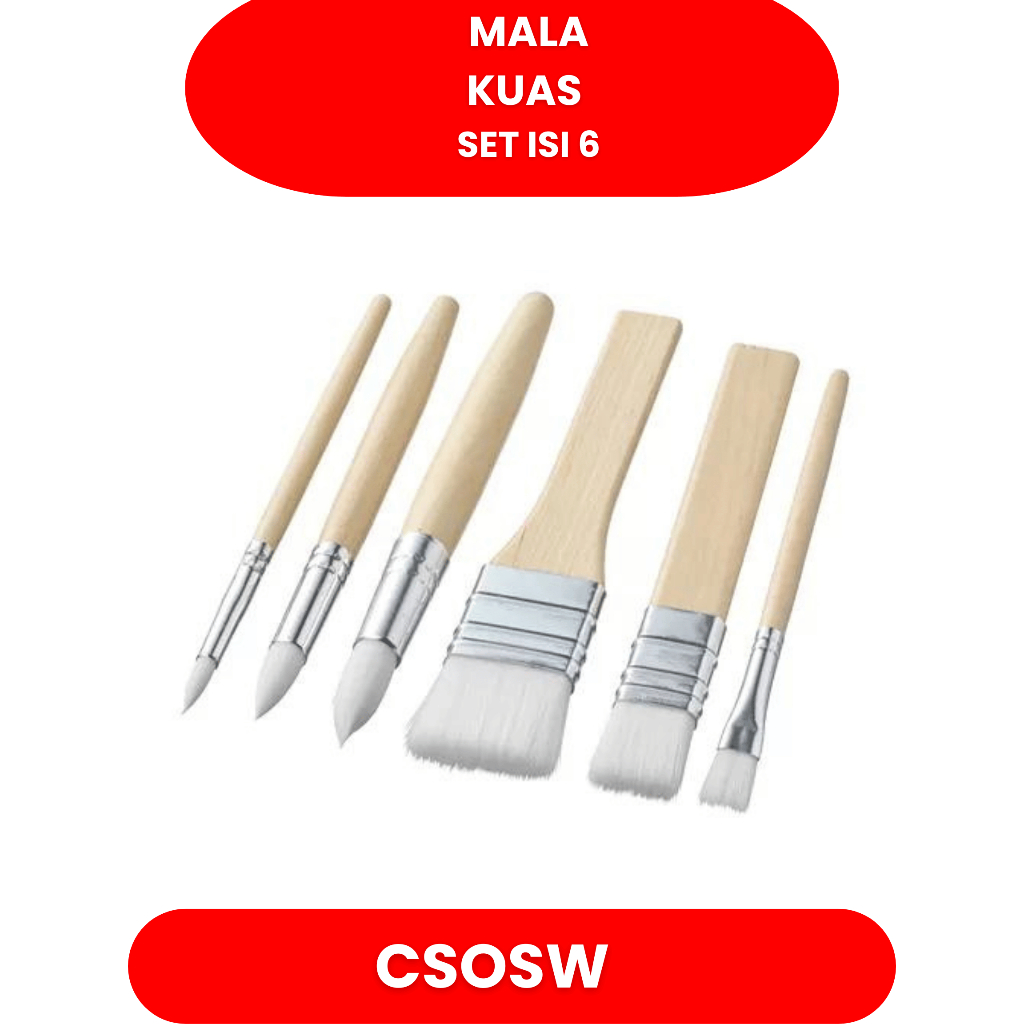 

IKMala 6 Pcs Set Peralatan Kuas Lukis / Gambar Anak set 6 Pcs Brush