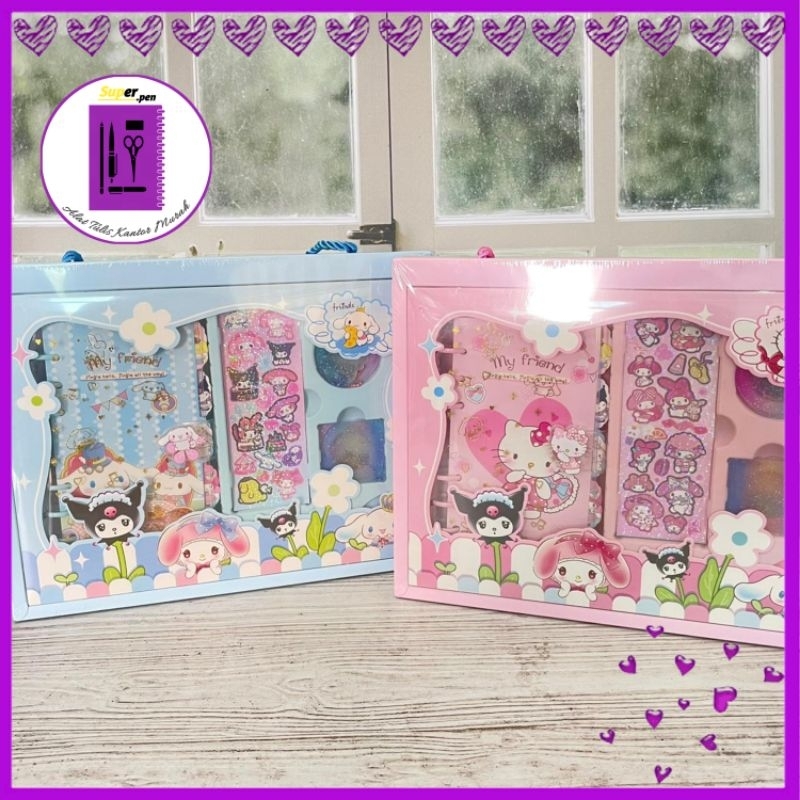 

PAKET BUKU JURNAL STICKER MEWAH SANRIO 7 IN 1 TZLH-S001 BUKU SPIRAL PEN STICKER PINSET SPATULA ALAT TULIS KANTOR SEKOLAH MURAH TERMURAH COD BY SUPER PEN
