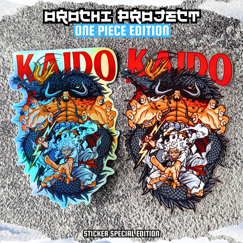 

Sticker Stiker Anime Luffy Gear 5 VS Yonkou Kaido One Piece Hologram DTF UV Anti Air HP Laptop Tumbler Motor Helm
