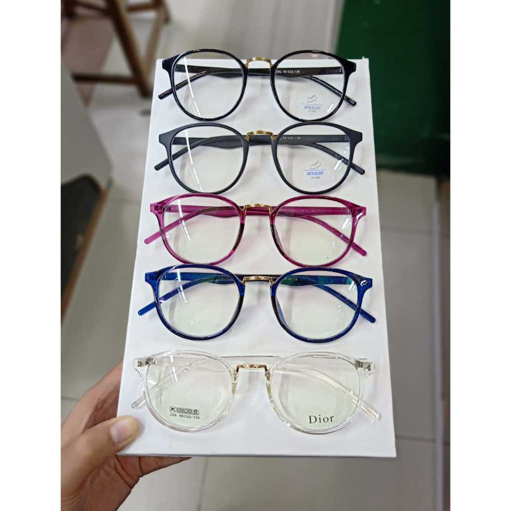 Frame Kacamata Pria Wanita 209 Kacamata Bulat paket lensa promo