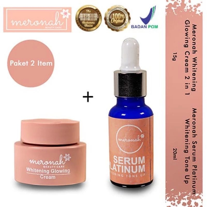 Skincare MERONAH 1 paket serum platinum + serum glow+