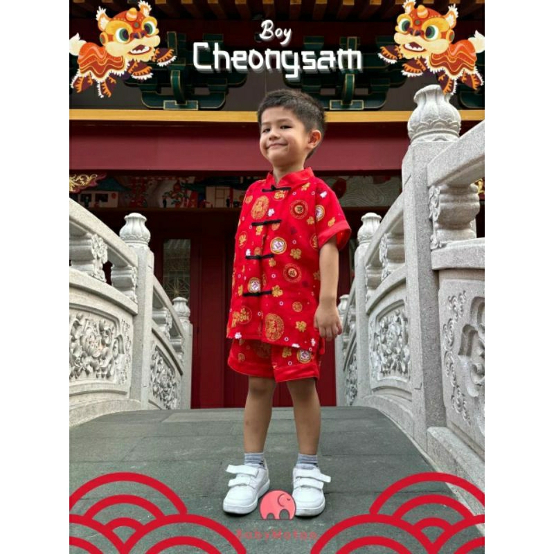 Boy Cheongsam Imlek Anak Cowok Laki Setelan Cheongsam Imlek Anak Laki