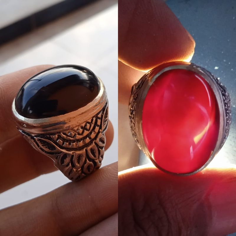 batu akik yaman wulung hitam pekat ring alpaka super