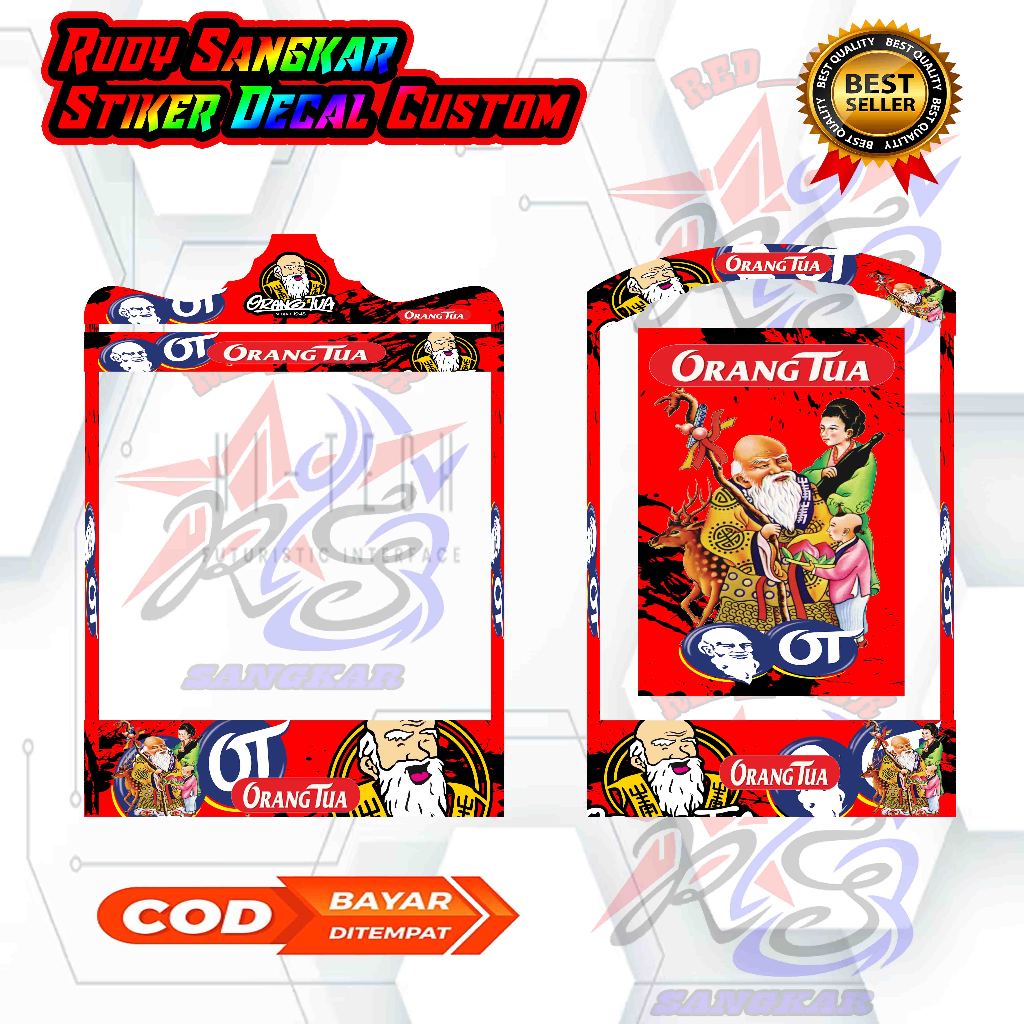 STIKER DECAL SANGKAR BURUNG MOTIF ORANG TUA,SETIKER DEKAL STIKER DECAL,STIKER SANGKAR KOTAK MOTIF OR