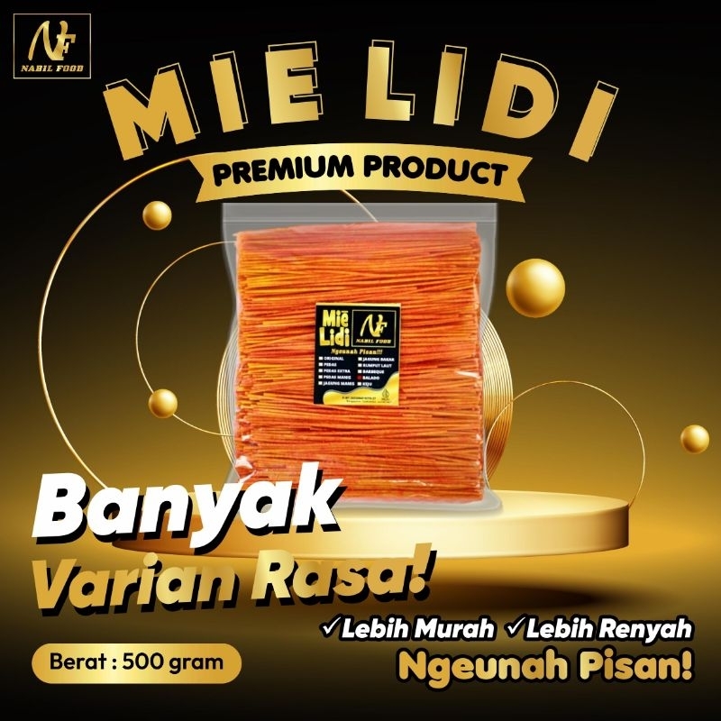 

TERMURAH MIE LIDI NABIL 500gr/ Setengah Kg SUPER RENYAH BERBAGAI RASA Kiloan