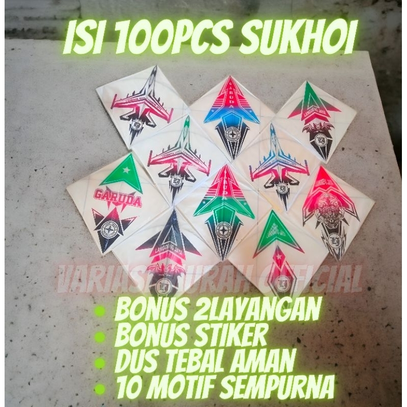 100 Pcs GROSIR Layangan Aduan Sukhoi Standar Arku Rapih