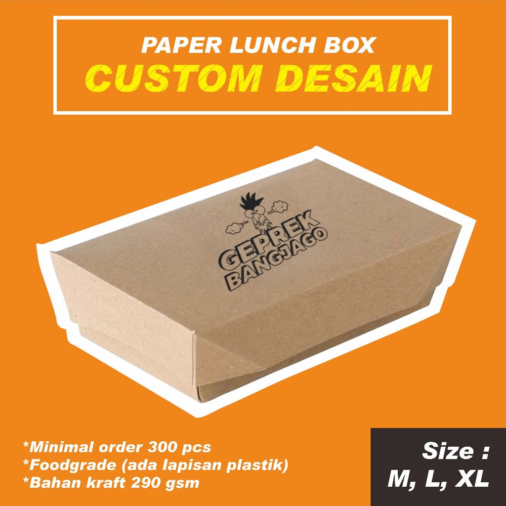 Dus kotak kemasan packaging kotak nasi, martabak, mie / Paper lunch box custom logo kraft murah