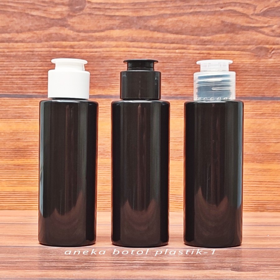 Botol Fliptop 100ml Hitam Tutup Gold Silver Pet Rf 100 Ml / Botol Rf 100ml Hitam Fliptop Jamur