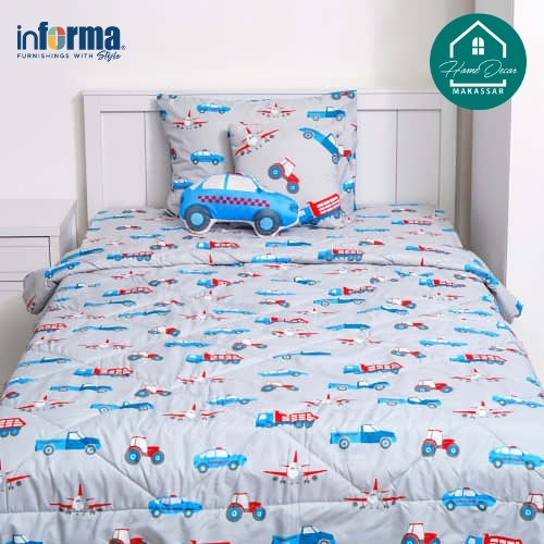 Informa 120x200 Cm Set Seprai Single Anak Microfiber Cucars/Kids Bedding Set Microfiber