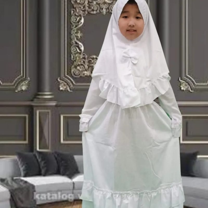 Gamis Putih Anak Manasik Syari Putih Katun Dari TK sampai Tanggung