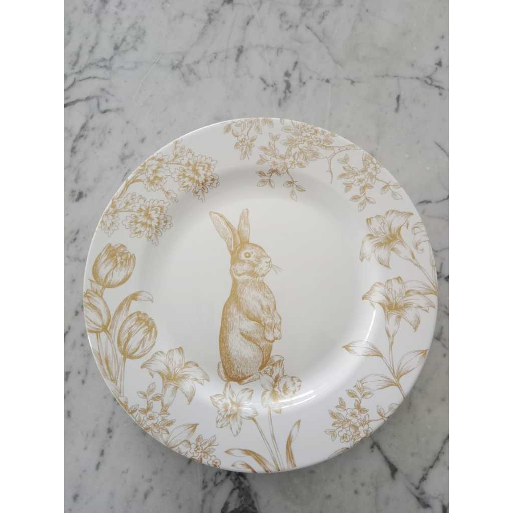 DINNER PLATE MOTIF BUNNY GOLD 27CM