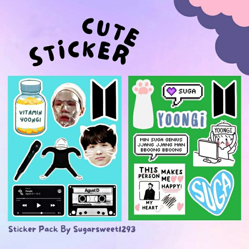 

STICKER PACK SUGA YOONGI // STIKER CUTE BANGTAN BTS