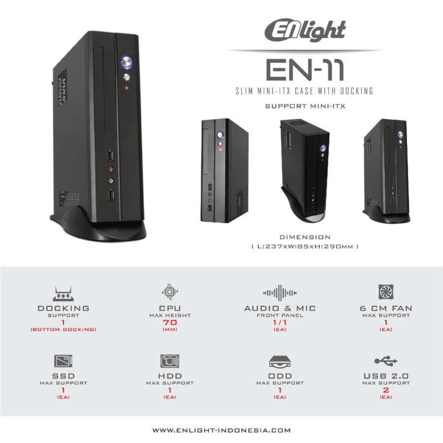 Casing Enlight EN-11 Mini iTX - Casing iTX Enlight EN11 - Casing Mini Enlight EN11