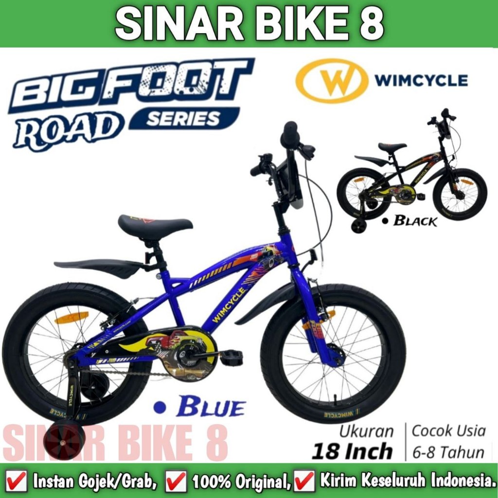 Sepeda Anak Laki BMX WIMCYCLE BIGFOOT ROAD Series Ukuran 16 ,18 Inch Ban Jumbo 3.0