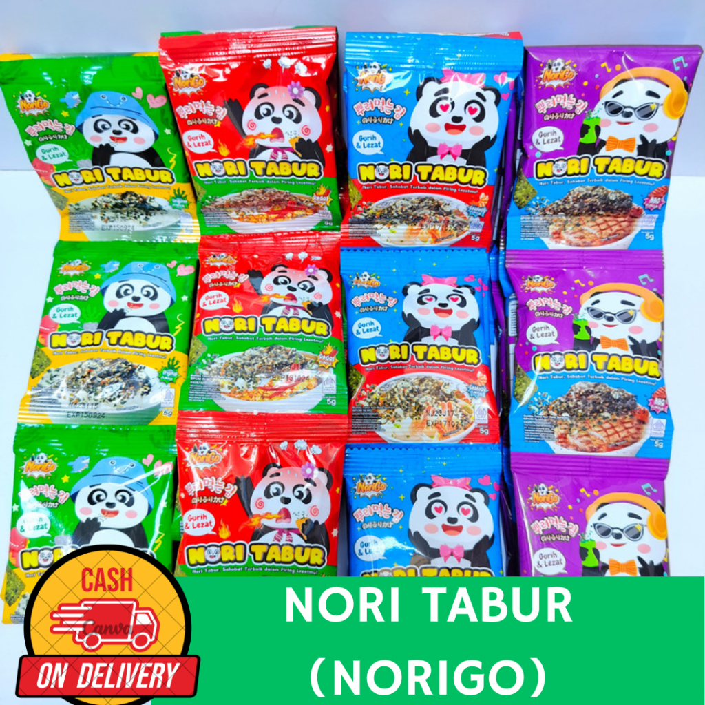 

Nori Tabur Rice Noodle Rumput Laut Panggang (1 RENCENG ISI 12PCS) 5g Halal