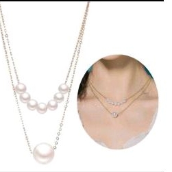 Kalung layer mutiara /kalung korea 2 layer