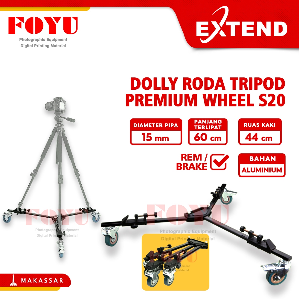 Dolly Roda Tripod Premium Wheel Extend S20