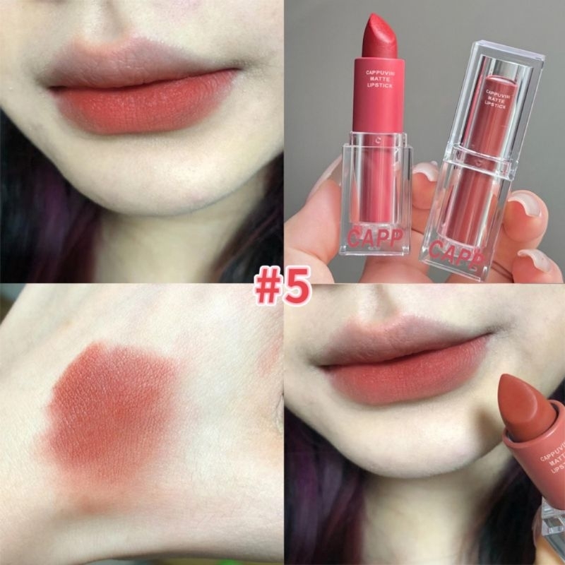 NEWBE- NEW CAPPUVINI MATTE Lipstick 6 Warna Nude Pink Mosturizing Lipstick /cappuvini pink lipstik