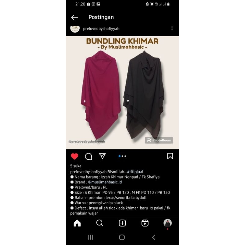 Preloved izzah Khimar nonpad muslimah basic