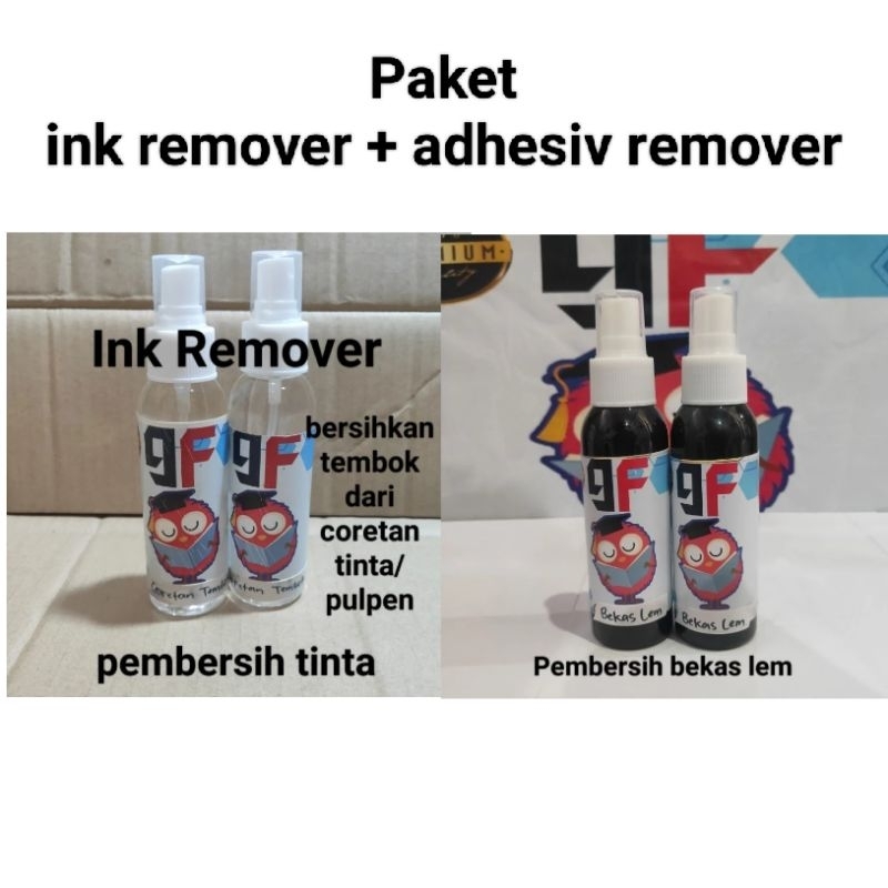 paket ink remover plus adhesiv remover pembersih tinta permanen dan lem