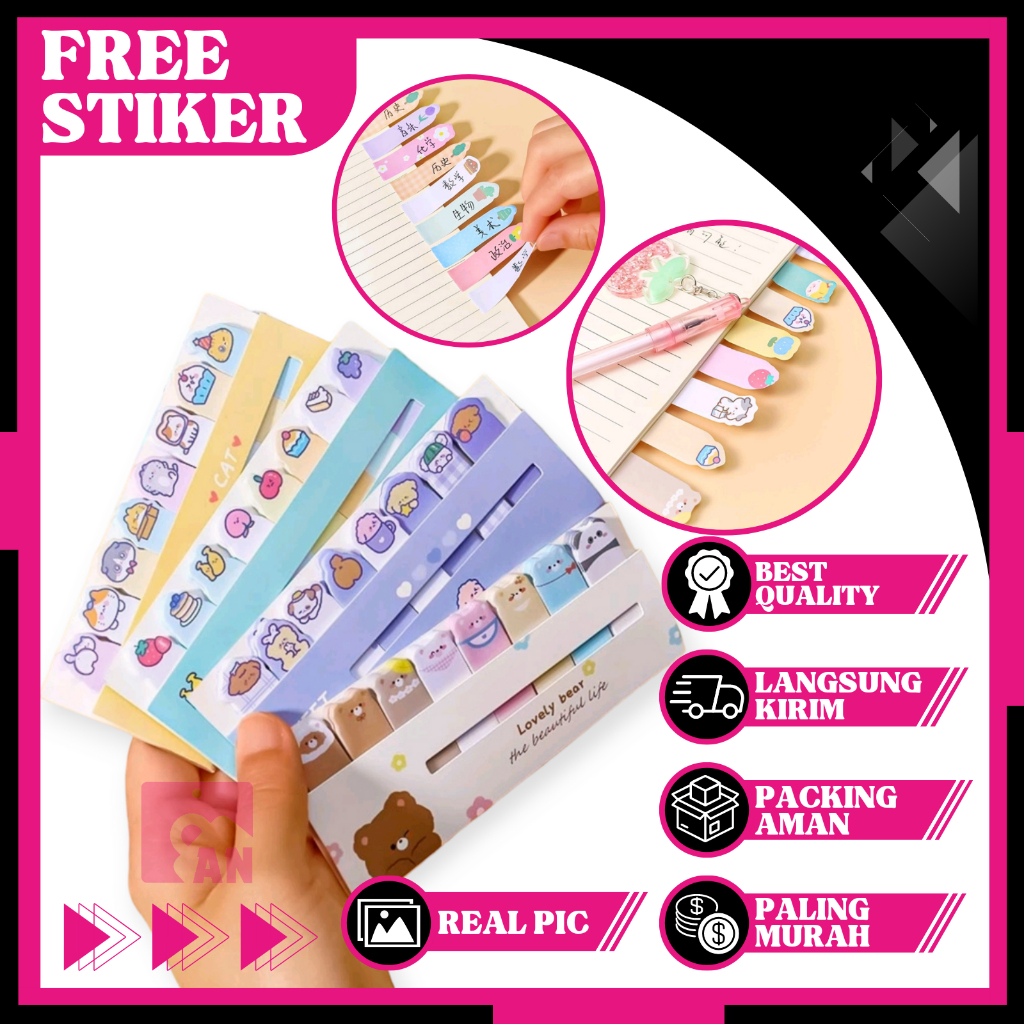 

1SET Sticky Notes Pembatas Buku Karakter Lucu Isi 120 Lembar Stick Marker Tempelan Kertas Catatan Motif Kartun A192