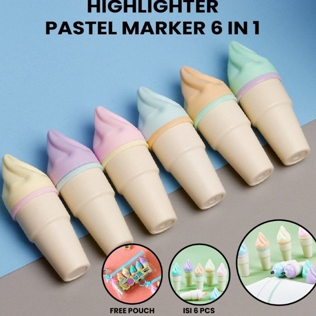 

Harga Termurah Highlighter Warna Pastel / Stabilo Fancy isi 6 Warna / Mini Highlighter Lucu